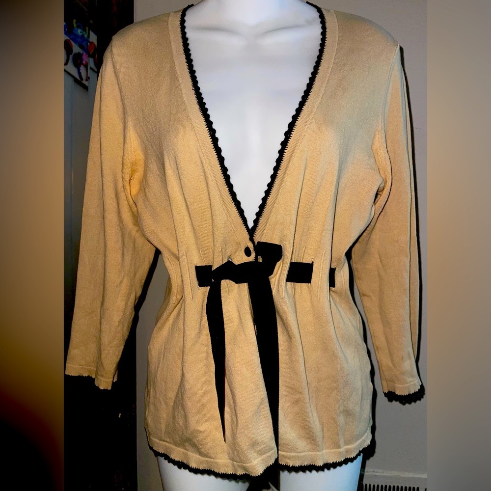 White House Black Market Tan Front tie Cardigan